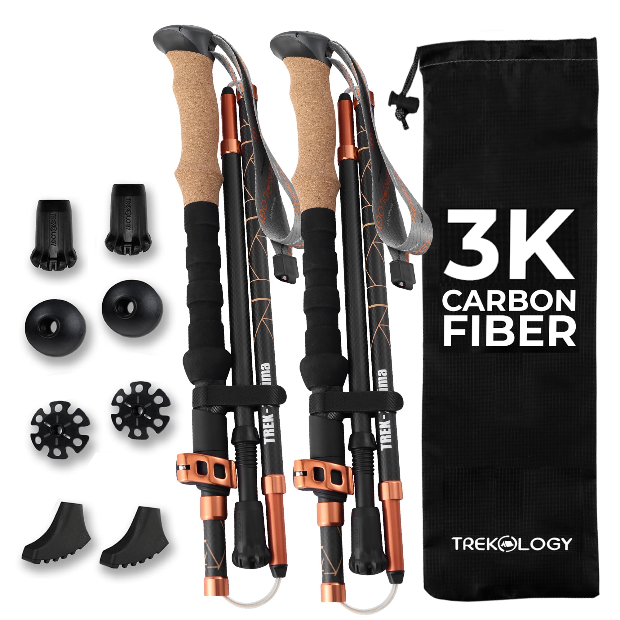Amazon.com : Trekology Trek-Z Prima 3K Carbon Fiber Trekking Poles